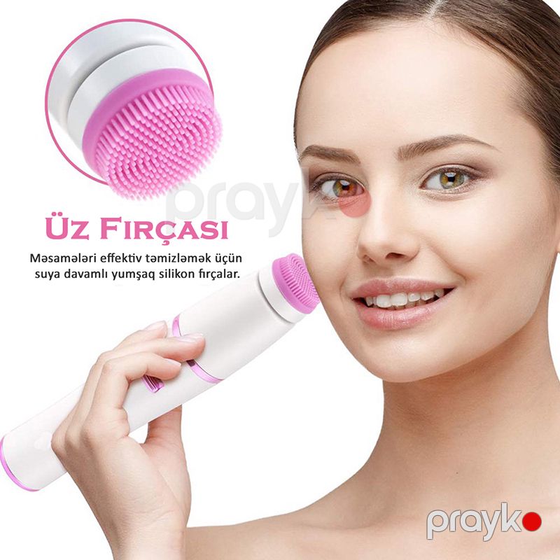Kemei KM-2189 elektrikli üz təmizləyici masaj fırçası 7 IN 1 qadın elektrikli epilator suya davamlı qadın təraş üzə qulluq vasitəsi — Gigiyena, Bakı (3)