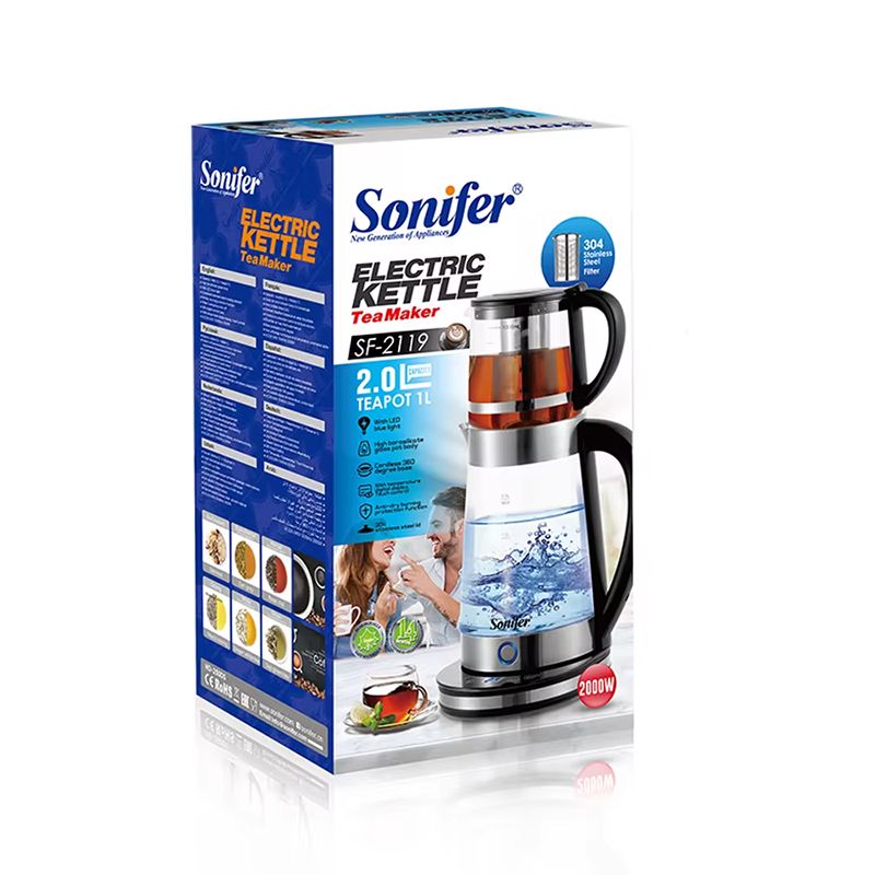 Sonifer SF-2119 Smart Elektrik Çaydan Dəsti Şüşə Çaydan 1,8L Şüşə Çaynik 1,2L — Elektrik çaydanları və termoslar, Bakı (6)