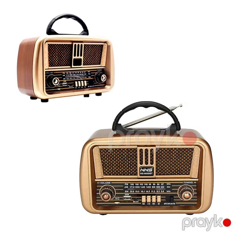 Dexxony NS-8068BT Elektrikli və Doldurula Bilən Vintage Radio - Portativ Bluetooth Taxta Dinamik Retro Radio Vintage — Mallar, Bakı (5)
