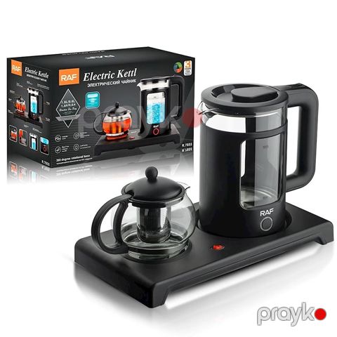 Premium Brend RAF Çaydanı 1.8L + 0.6L Çaydan Dəsti 1500W Gücündə RAF Şüşə Çaydan Dəsti R.7855 — Bakı
