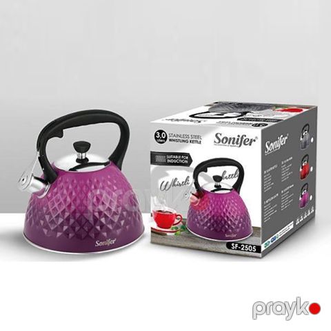 Çaydan Sonifer SF-2505 3l Bənövşəyi Rengli Polad Çaydan Sonifer Çaydanı Mor — Bakı
