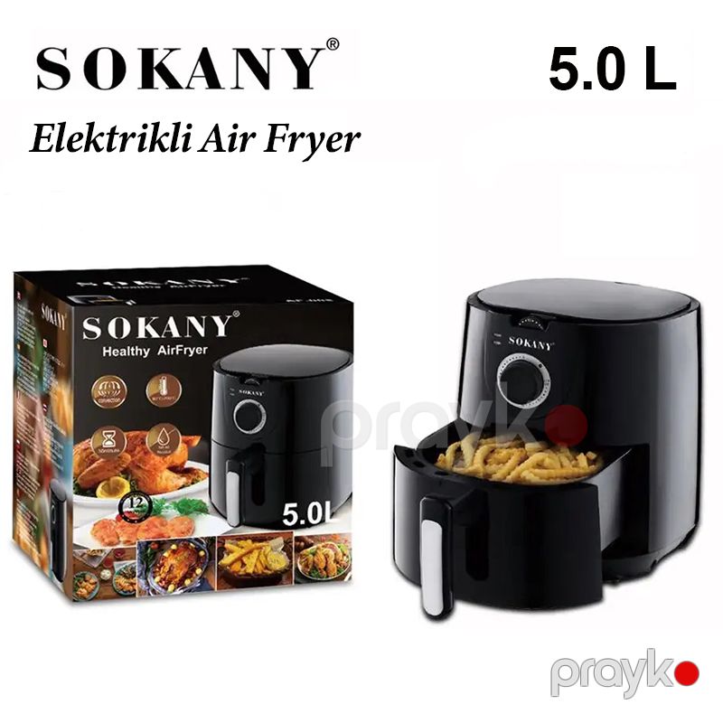 Üstün Keyfiyyətli Sokany Hava Fritözü 5l Tutuma Sahib Çoxfunksiyalı Air Fryer 1500W Gücündə Tənzimlənən Termostat Nəzarəti — Digər mətbəx texnikası, Bakı (7)