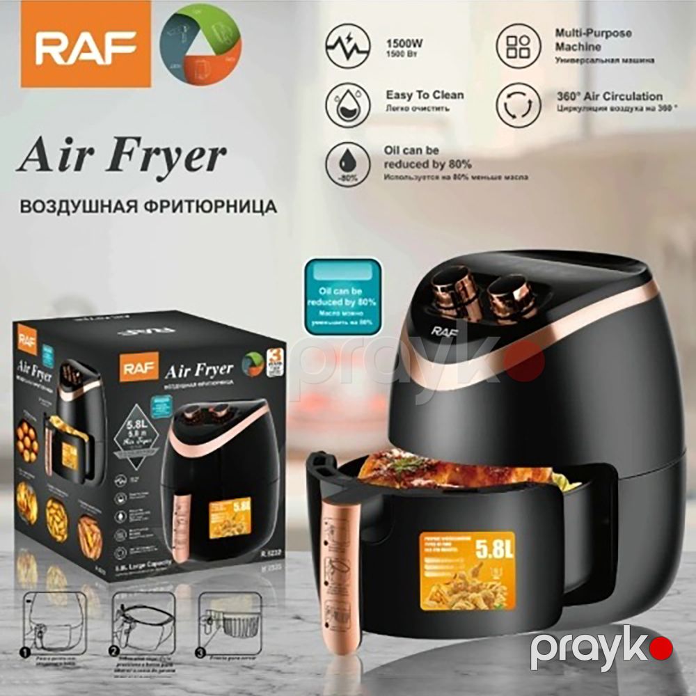 RAF R.5232b Hava Frütözü Yapışmaz Səth 5.8L Böyük Tutumlu Manual İdarəetmə 1500W — Digər mətbəx texnikası, Bakı (8)