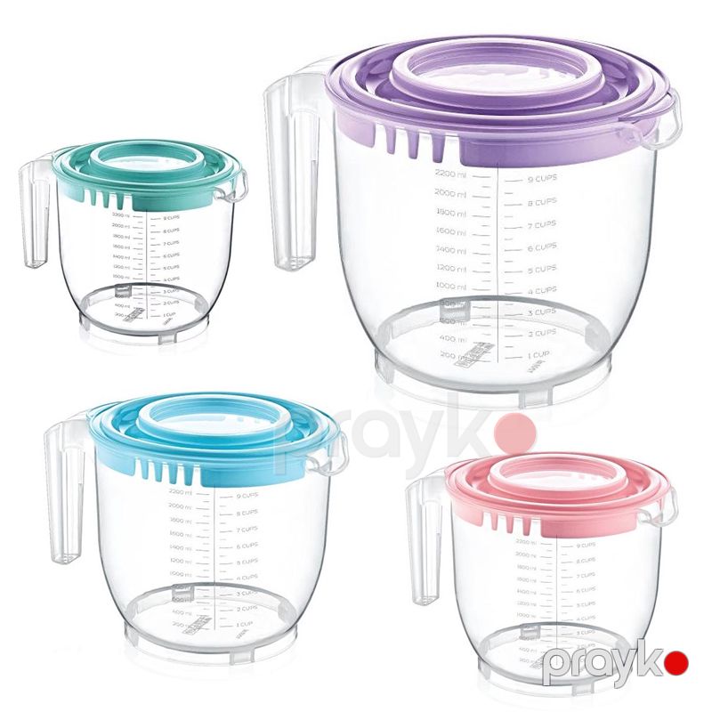 Mikser Qabı 2,2 l Qapaqlı 2200 ML Xəmir Qarışdırma Çırpma Qabı Şeffaf Qarışdırmaq Üçün Plastik Qab Ölçəm Qabı Mikser Qabı — Qablar və mətbəx əşyaları, Bakı (5)
