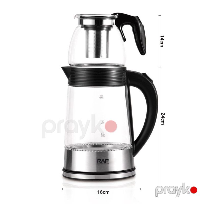 RAF R.7214 - Elektrik Çaydan 1500W Güc 2L Tutumu Paslanmayan Polad və Şüşə Korpus 1L Dəm Çaydanı — Elektrik çaydanları və termoslar, Bakı (2)