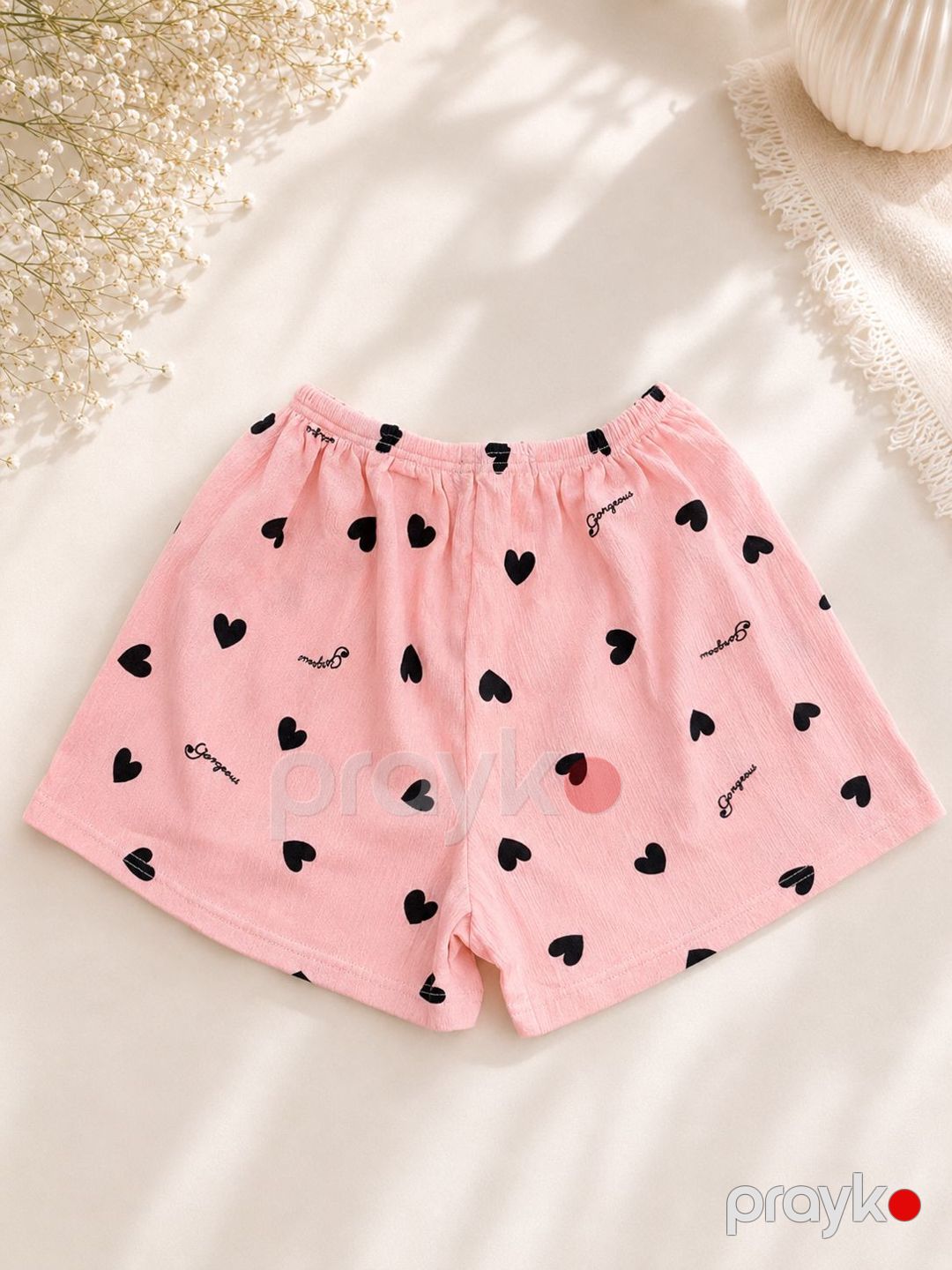 Şortlu pijama dəsti M9023, Açıq çəhrayı, kətan, ölçü L — Mallar, Bakı (3)