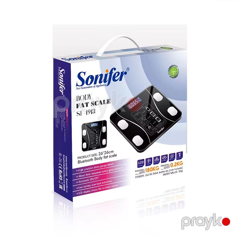 Sonifer SF-1913 LED Ekrana Sahib 180 kq-a Qədər Çəki Üçün Elektron Döşəmə Tərəzisi Ev Üçün Rəqəmsal Şüşə Məişət Tərəzisi — Tərəzi, Bakı (4)
