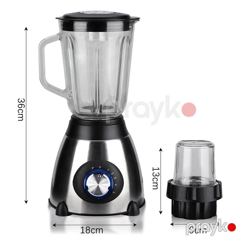 2-si 1-də Professional Şüşə Mətbəx Blenderi 5Sürət Ayarlı 03L Üyüdücü Başlığı İlə Dayanıqlı Gümüş 1.5L Smoothie Blender Dəsti — Blenderlər, xırdalayanlar və mikserlər, Bakı (6)