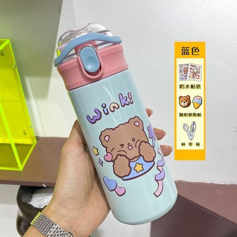Uşaqlar üçün Termos 480ml 304 Paslanmayan Polad Termos 2D Karikatur Sticker ilə 4-5 saat — Termoslar və termokrujkalar