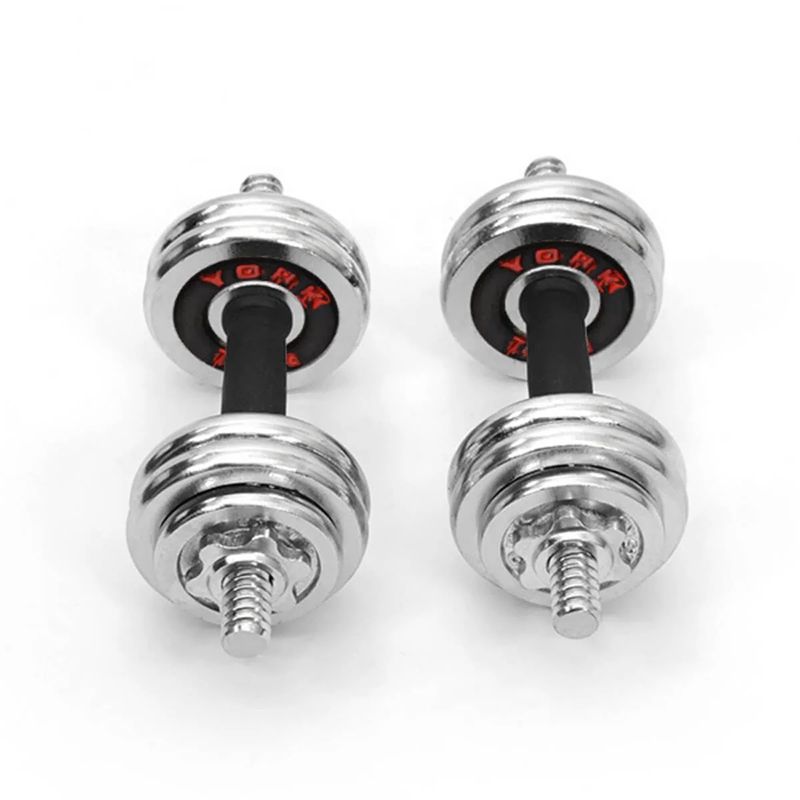 Yeni 55 kq Tənzimlənən Dumbbell Dəsti Xrom Gümüşü Qantel Ştanq Dəsti 3-ü 1 Arada Ağır Dəst Qantel Metal — Fitness və simulyatorlar, Bakı (3)