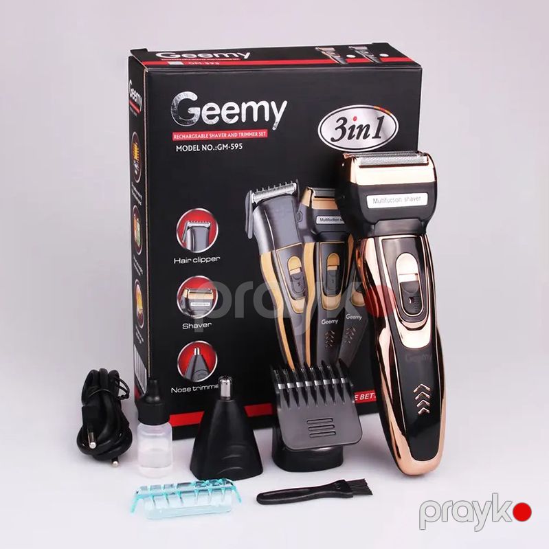 Geemy GM 595 Professional Saç Kəsmə Maşını Trimmer 3 Başlıqlı Üzqırxan Maşın — Usturalar, trimmerler və epilyatorlar, Bakı (7)
