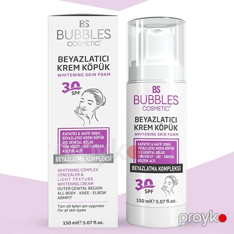 Bs Bubbles Cosmetic Ağardıcı Köpük Krem Üz, Bədən Və Genital Bölge Ağardıcı Ləkə Üçün Krem 30spf 150ml — Bakı
