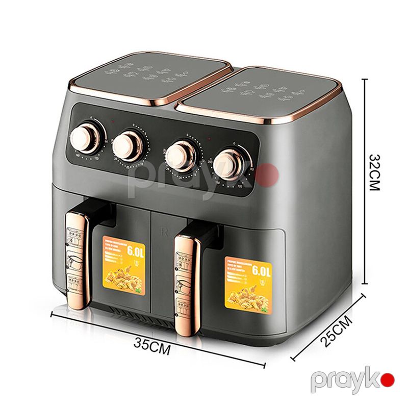 8-i 1 Arada RAF 12 Letrlik Professional Hava Fritözü 2800W Gücündə İki Tavalı Peşəkar Yapışmaz Air Fryer 6L+6L Qızardılmış Toyuq Çipsləri Bişirən — Digər mətbəx texnikası, Bakı (6)