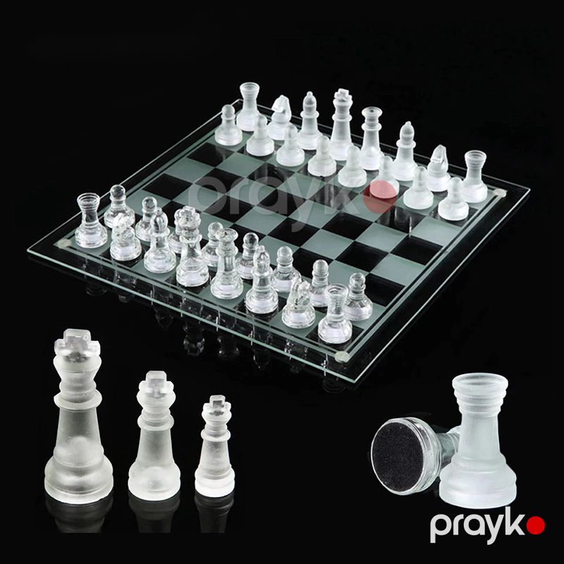 Şüşə Şahmat Dəsti Şahmat Oyunu Şəffaf Şüşə Şahmat Fiqurları 28x28 sm — Stolüstü və kart oyunları, Bakı (2)