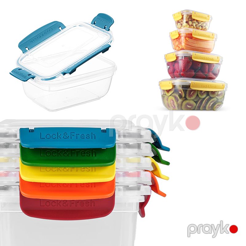 Plastik Möhürlənmiş Qida Saxlama Qabları 4 Ədəd Düzbucaqlı Şəffaf Saxlama Qabı Sızdırmaz Qapaqlı Plastik Organizer — Qablar və mətbəx əşyaları, Bakı (4)