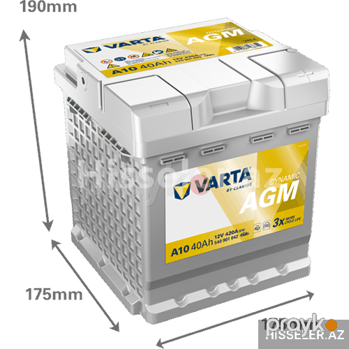 Аккумулятор Varta Dynamic Agm A10 40 Ah R+ 420 A 550901054 — Akkumulyatorlar, Bakı (3)