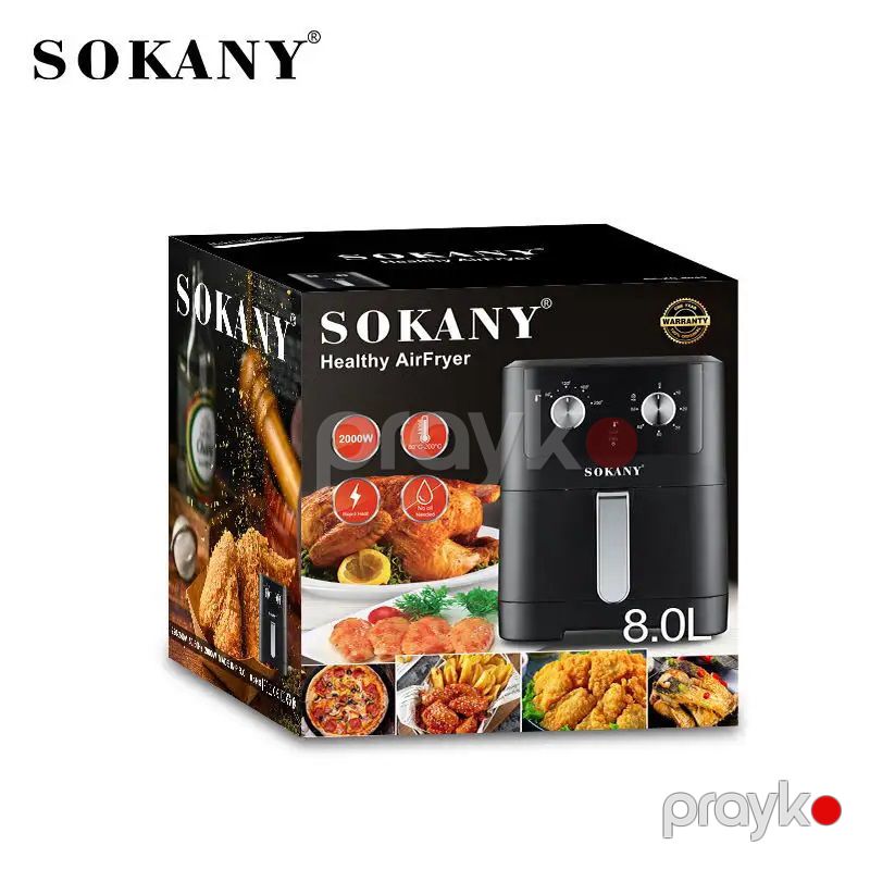 Sokany Çoxfunksiyalı Rəqəmsal Hava Fritözü 8L Tutuma Sahib Çıxarılan Yağ Konteynerli Air Fryer 2400W Aerofritür — Digər mətbəx texnikası, Bakı (8)