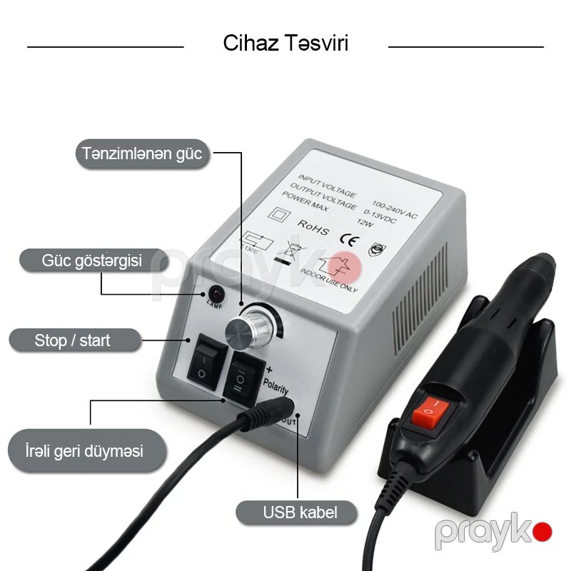 Manikür və Pedikür Üçün Elektrik Dirnaq Aparatı 20000 rpm Yüksək Sürətli Dirnaq Qaynağı Cihazı 12W — Gözəllik və səhiyyə, Bakı (2)