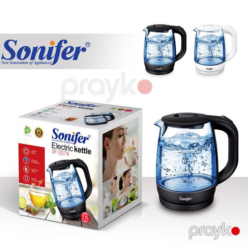 Sonifer SF-2079 - Elektrikli Çaydan Güclü Simsiz LED İşıqlı 1.7 Litr Şüşə Elektrikli Çaydan — Elektrik çaydanları və termoslar, Bakı (6)