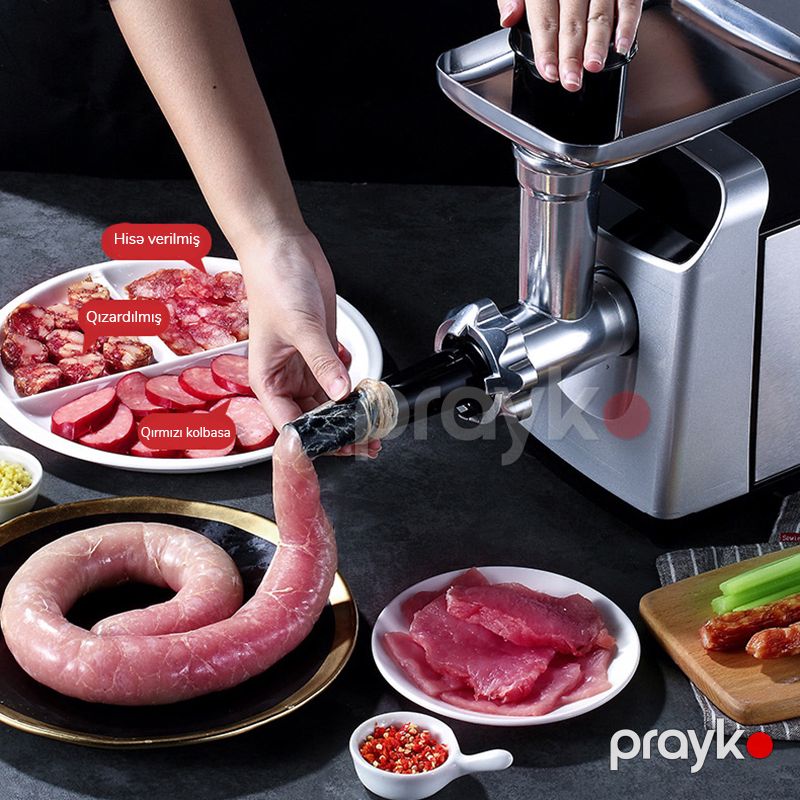 Prestige Elektrikli Ətçəkən 3400 W Daşınması Asan Alüminum Ətmaşını Paslanmayan Polad Kolbasa Doldurma Maşını — Digər mətbəx texnikası, Bakı (4)