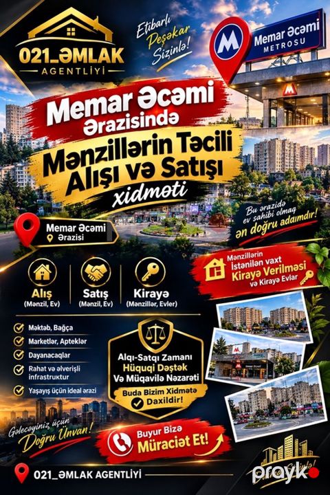 Memar Əcəmi ərazisində mənzillərin alışı, satışı və kirayəsi — Bakı