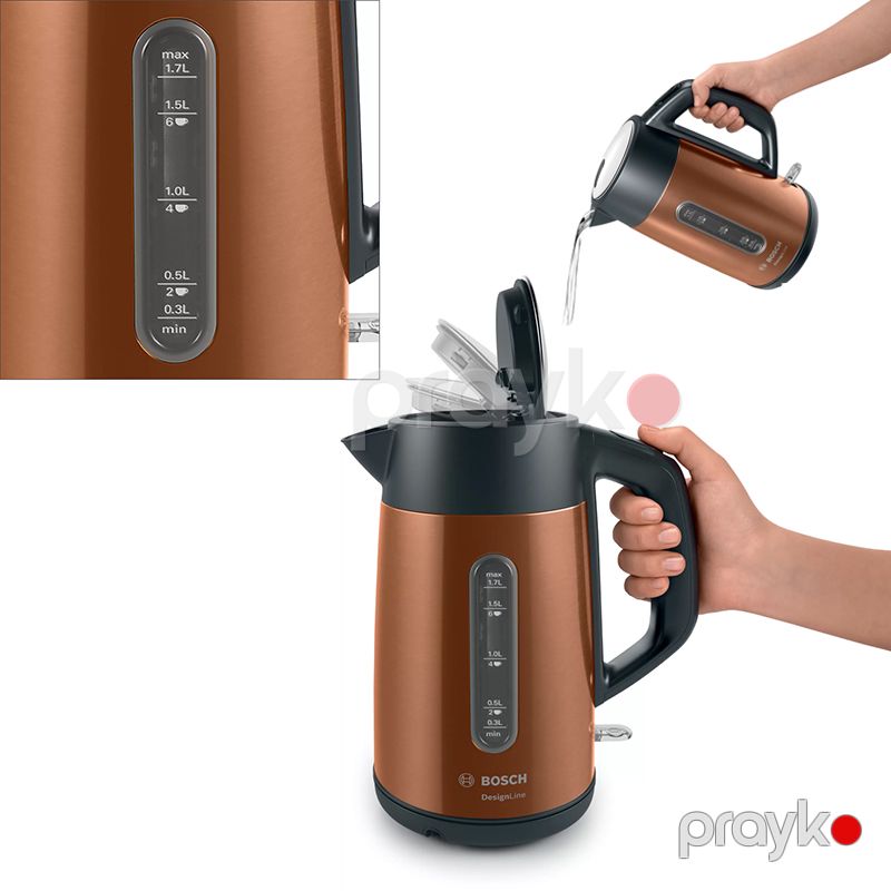 Çaydan Bosch TWK4P439 Erqonomik İstifadə 1.7L Designline Elektrik Çaydanı 2400 W Gücündə Peşəkar Mis Çaydan — Elektrik çaydanları və termoslar, Bakı (6)