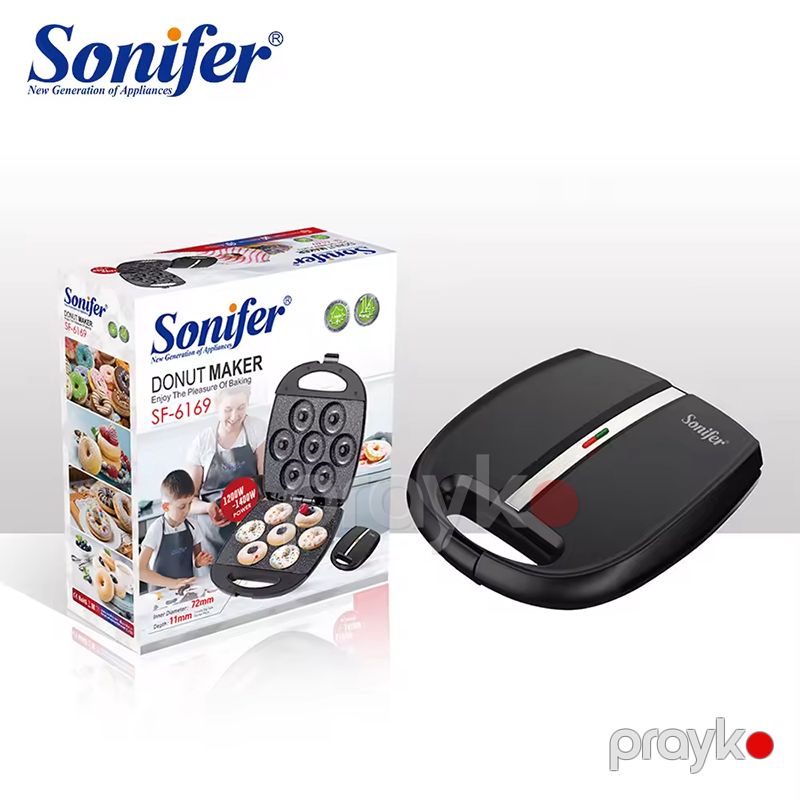 Sonifer SF-6169 Elektrikli Donut Bişirmə Tosteri İki Hissəli 7 Qablı LED Yapışmaz Qablı Vafli Tosteri Paslanmaz Polad Toster 1400W — Toster və vaflyasıcı, Bakı (5)