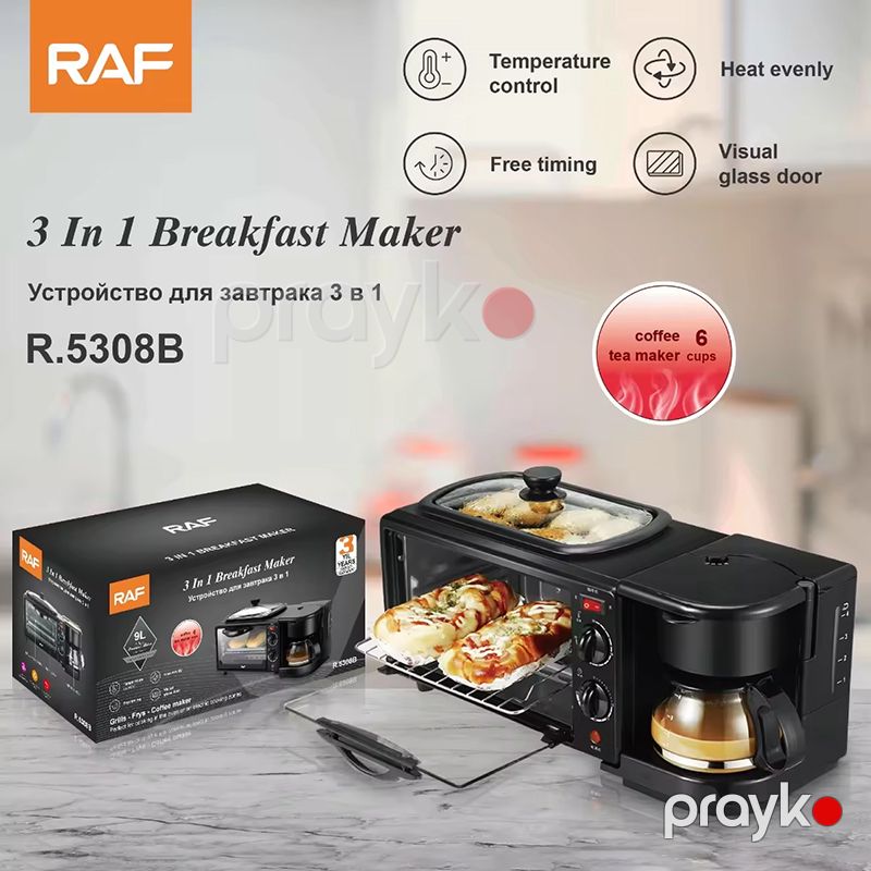 Çoxfunksiyalı 3-ü 1-də RAF Mini Soba Elektrikli Səhər Eeməyi Hazırlayıcı 5 Mikrolitrli 3-ü 1-də Səhər Yeməyi Maşını R.5308 — Soba və qrillər, Bakı (7)