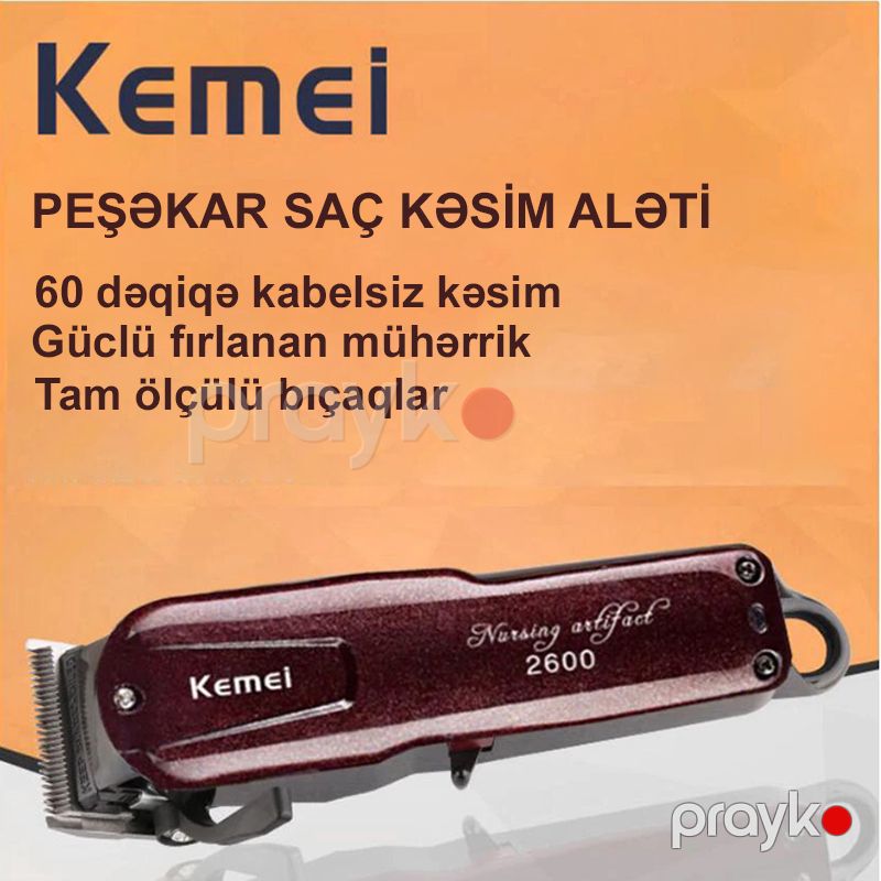 Kemeı KM-2600 Professional Akkumulyatorlu Elektrikli Saç Kəsmə Aləti Bərbər + Uşaqlar Yetkin Kişilər üçün saç kəsim aləti,110-240Vt — Usturalar, trimmerler və epilyatorlar, Bakı (4)