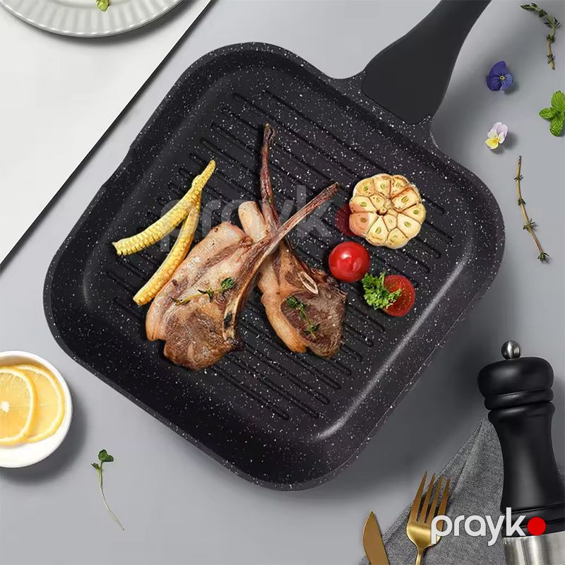 Winning Star ST-5200 24 sm Alüminium Kvadrat Formalı Yapışmayan Qril Qızartma Tavası Çıxarıla Bilən Tutacaqlı Qranit Tava — Qablar və mətbəx əşyaları, Bakı (7)