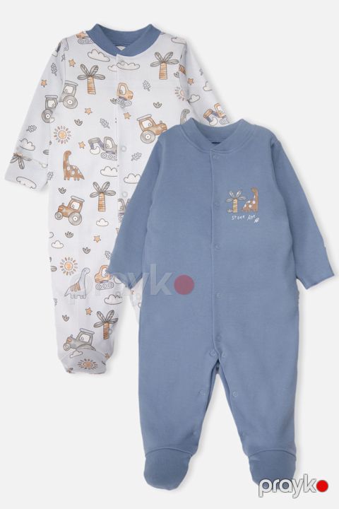 Kombinezon Bebetto T4462, Göy, Pambıq, ölçü 3-6 ay — Bakı