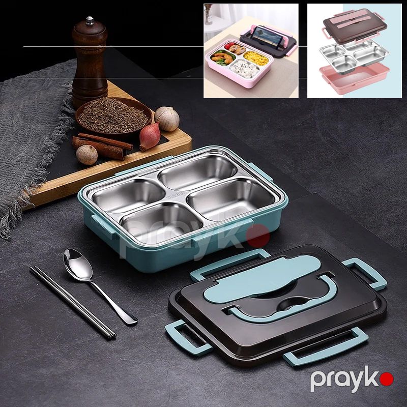 4 Bölməli Lunch box Paslanmayan polad Nahar Qutusu Qida Saxlama Qabı Sku107578 Yemək Saxlama Qabı — Qablar və mətbəx əşyaları, Bakı (5)