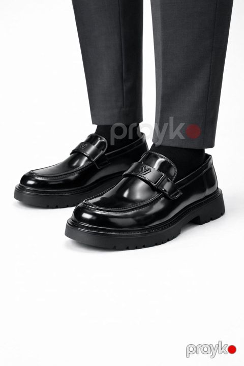Kişilər üçün lofer 02113, qara, təbii dəri, ölçü 41 — Bakı