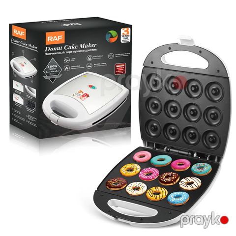Elektrikli Donut Bişirmə Tosteri RAF İki Hissəli 12 Kalıplı LED Yapışmaz Qablı Vafli Tosteri Paslanmaz Polad Toster 1300W — Bakı