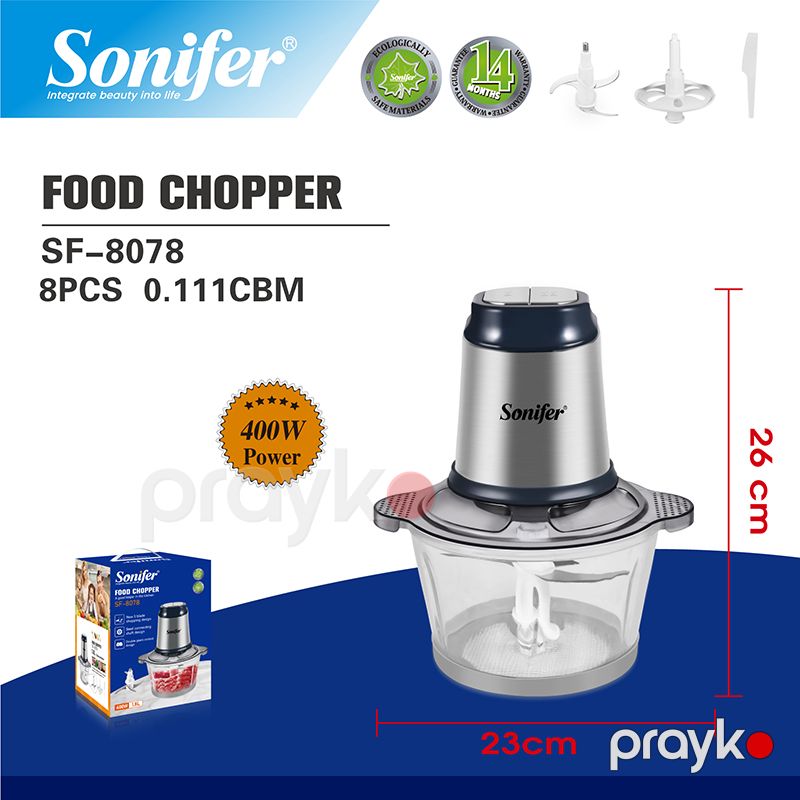 Sonifer SF-8078 Doğrayıcı 300W 2 Sürətli Mühərrik 1.8L Qab Çoxfunksiyalı Ət Tərəvəzli Yemək Doğrayıcı Elektrikli — Ev texnikası, Bakı (4)