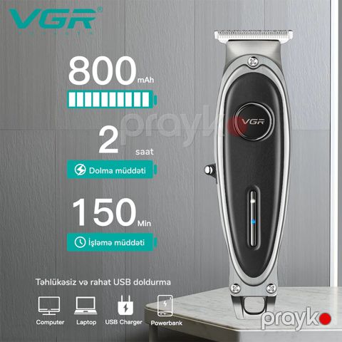 VGR V-262 Elektrikli Saç Kəsmə Aləti Paslanmayan Polad Bıçaqlı Trimmer — Bakı