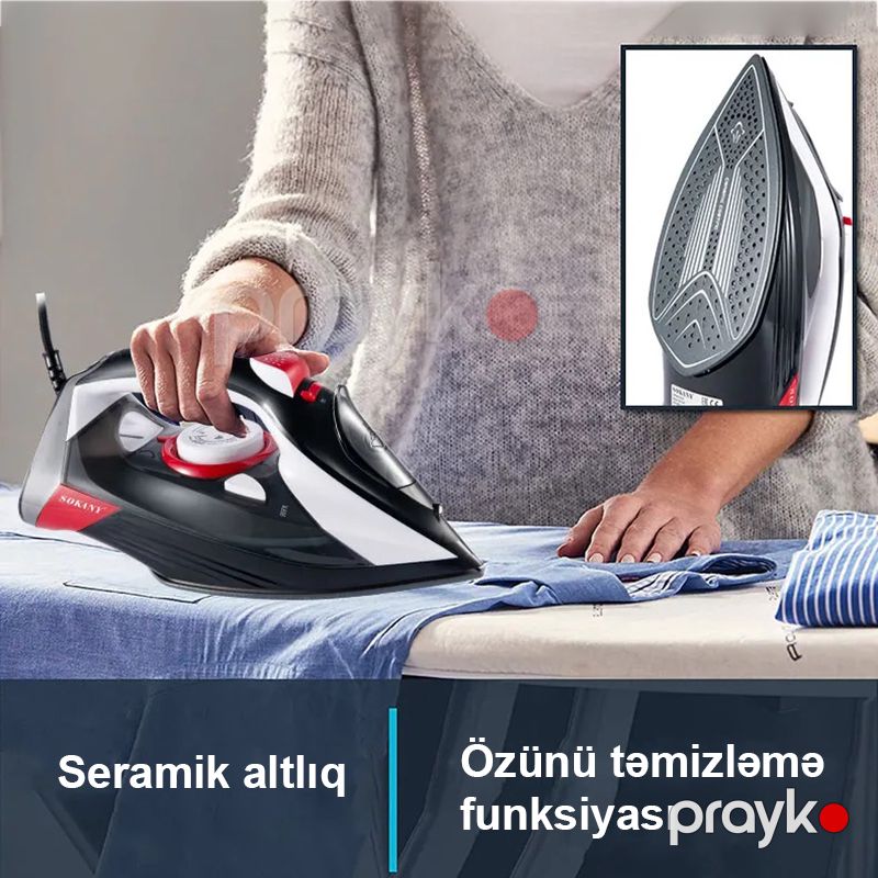 Yüksək Keyfiyyətli Sokany Buxarlı Ütü Sk-285 Anti-Calc Özünü Təmizləmə Sistemi Professional Buxarlı Ütü 350 Ml — Ev texnikası, Bakı (3)
