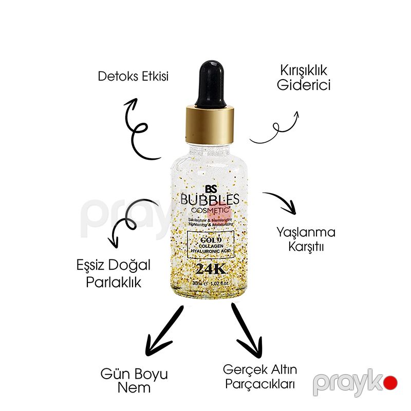 Bs Bubbles Cosmetic 24k Qızıl Parçalı Collagen Kolajen Baxım Serumu 30 ml Cavanlaşdırıcı Qızıl Serum — Gözəllik və səhiyyə, Bakı (2)