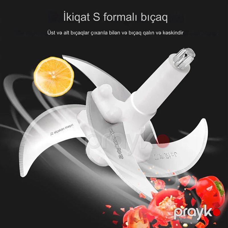 RAF R.7011 Çoxfunksiyalı Portativ Doğrayıcı Tərəvəz Doğrayıcı 600W Gücündə Mətbəx Doğrayıcısı Tutum 2L — Blenderlər, xırdalayanlar və mikserlər, Bakı (4)