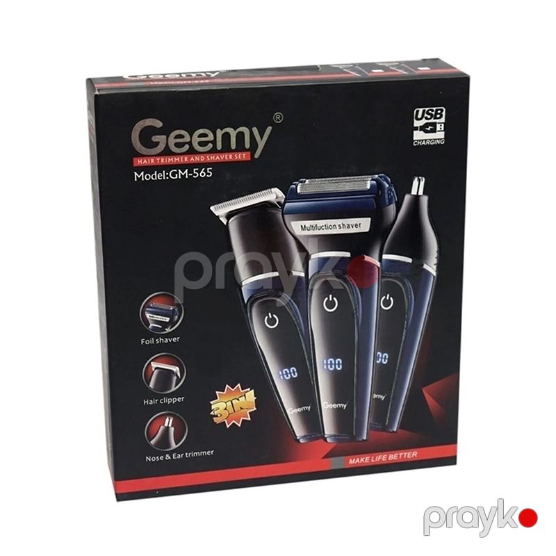Geemy GM-565 Rəqəmsal Doldurma Göstəricisi ilə 3 Başlıqlı Yenidən Doldurulan Saç Saqqal Burun Trimmer — Usturalar, trimmerler və epilyatorlar, Bakı (6)