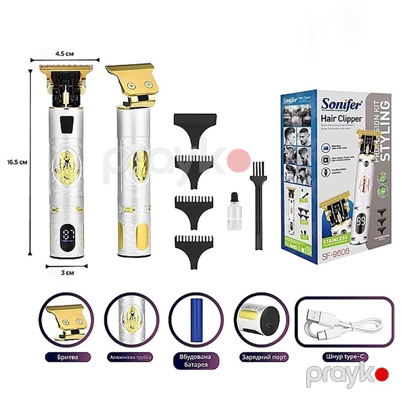 Sonifer SF-9606USB Simsiz Saç Kəsim Cihazı Saqqal Kəsici Elektrikli Peşəkar Saç Baxım Trimmeri — Usturalar, trimmerler və epilyatorlar, Bakı (6)