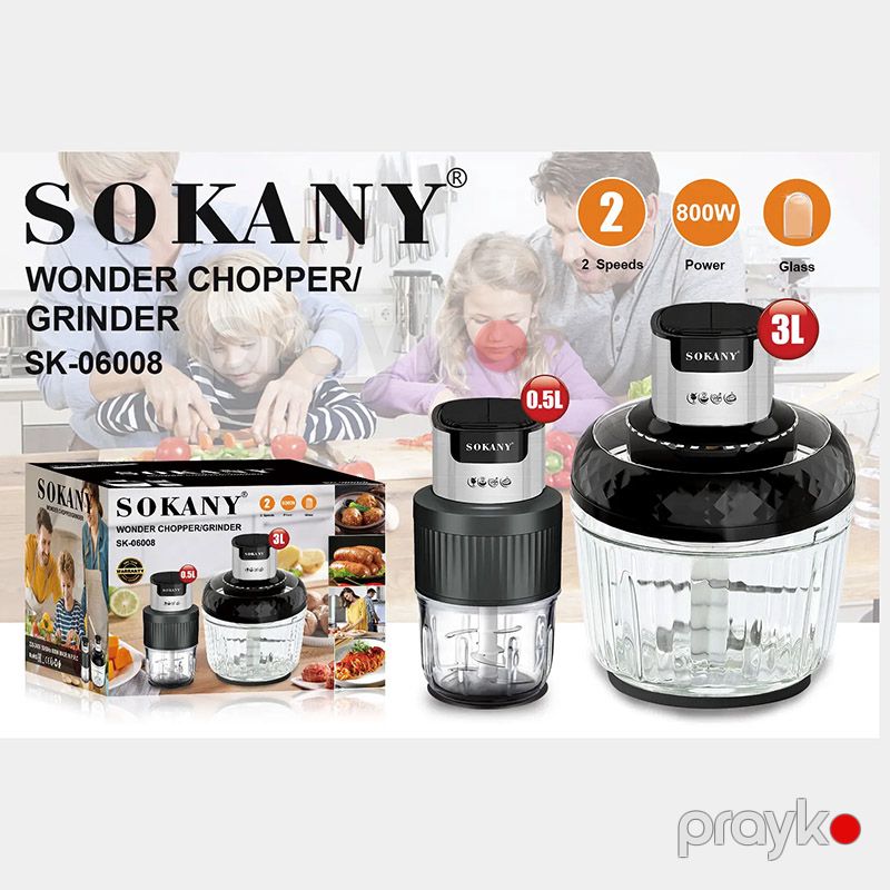 Sokany SK-06088 Çoxfunksiyalı Elektrikli Doğrayıcı Ətçəkən Tərəvəz Doğrayıcı 800W — Blenderlər, xırdalayanlar və mikserlər, Bakı (5)