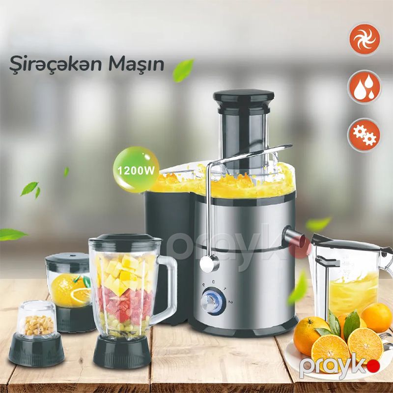 Çoxfunksiyalı 4-ü 1-də Böyük Ağızlı Şirəçəkən Blender Yüksək Güclü Peşəkar Mətbəx Kombaynı Tərəvəz Şirə Çıxarıcı Üyüdücü Blender Dəsti — Digər mətbəx texnikası, Bakı (6)