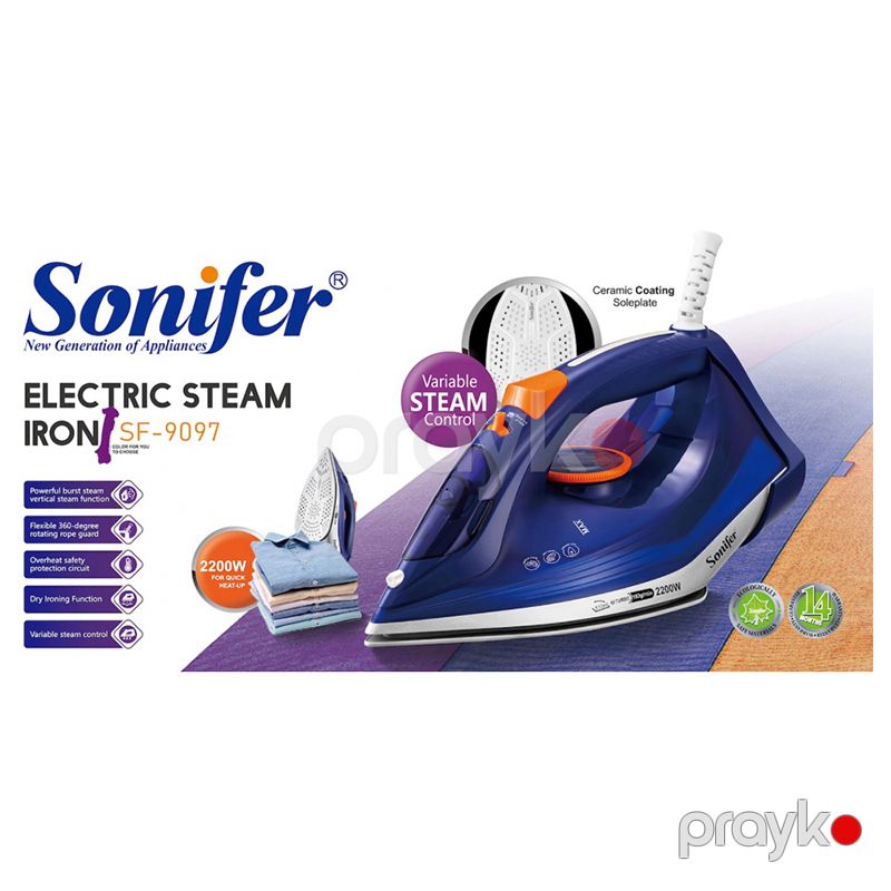 Sonifer SF-9097 2200 Watt Gücündə Temperatur Nəzarətli Elektrikli Buxar Ütüsü Professional Masaüstü Ütü — Ev texnikası, Bakı (6)