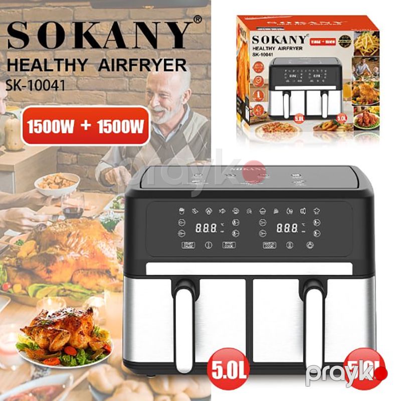 Fritür Sokany SK-10041 Multifunctional Digital Air Fryer 2 Tavalı Elektrikli Hava Fritöz Ağıllı Hava Fritözü 3000W 6L — Digər mətbəx texnikası, Bakı (4)
