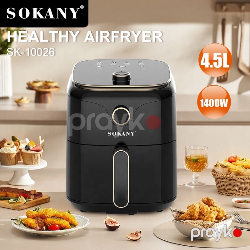 Sokany Fritöz SK-10026 Hava fritöz Sokany SK-10026 Qara 4,5L Mexaniki idarəetmə ilə hava fritözü 1400W Ağıllı — Digər mətbəx texnikası, Bakı (3)