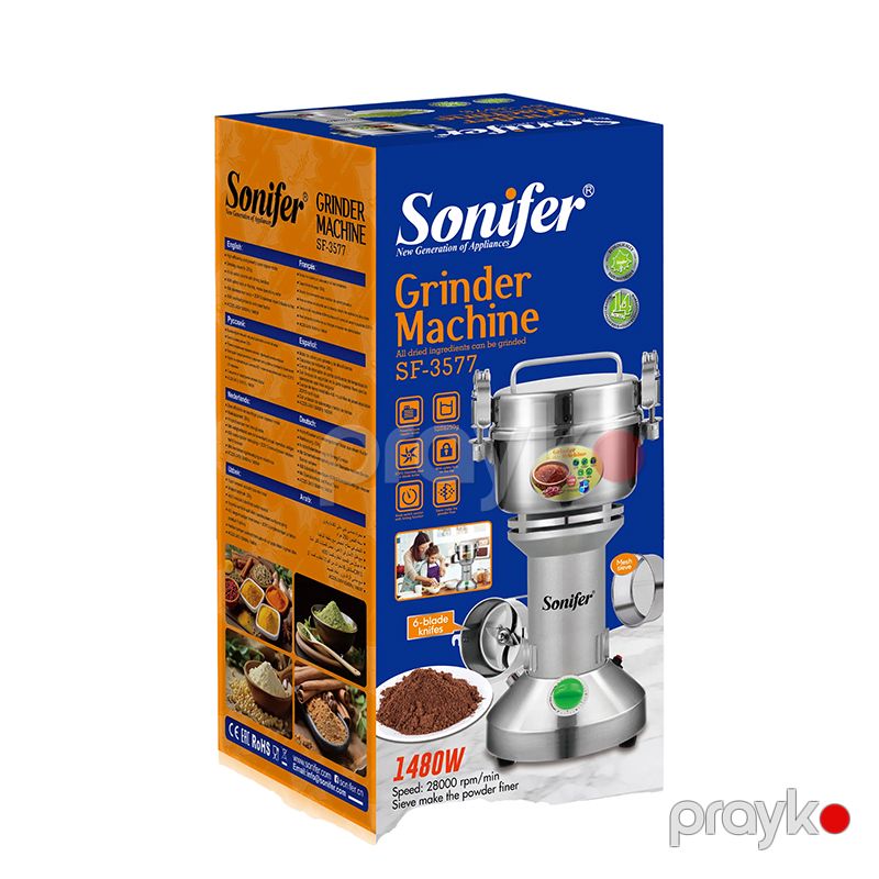 Sonifer SF-3577 Paslanmayan Polad Üyüdücü Qəhvə Ədviyyat Üyüdücü 1480W — Digər mətbəx texnikası, Bakı (6)