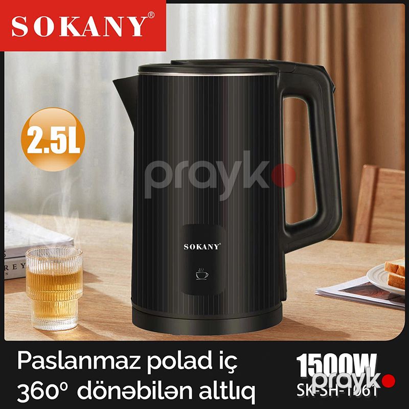 Sokany Elektrikli Çaydan 2.5L Kettle Avtomatik Sönən Paslanmayan Polad Çaydan — Elektrik çaydanları və termoslar, Bakı (5)