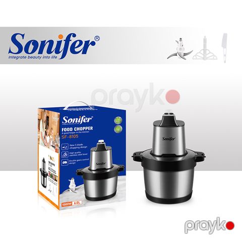 Sonifer SF-8105 Böyük ölçülü paslanmayan polad qida doğrayıcısı çoxfunksiyalı elektrikli 6 litrlik Qida Doğrayıcısı 1000w — Bakı
