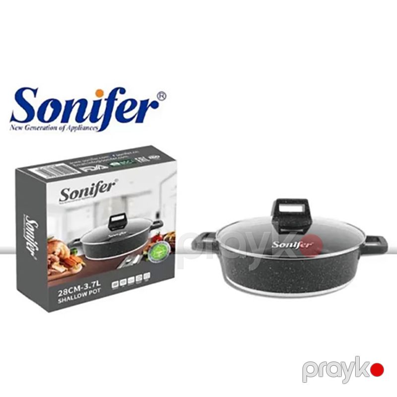 Sonifer SF-1173 Qranit Qazan Şüşə Qapaqlı Qazan Yapışmaz Qranit Qazan 3.7L — Qablar və mətbəx əşyaları, Bakı (3)